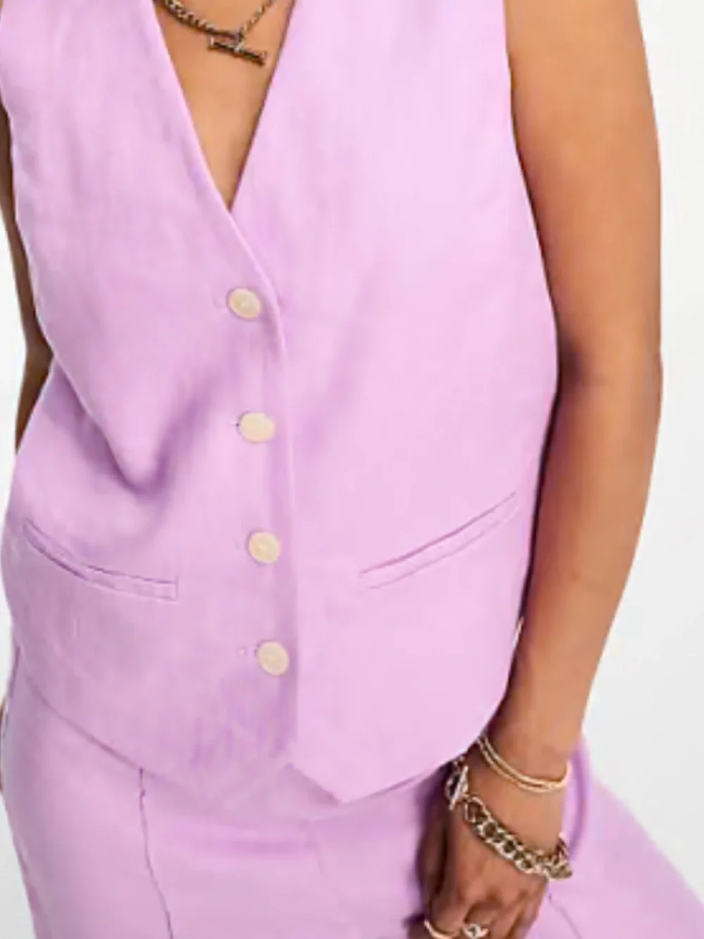 Mango Lavender Linen-Look Vest